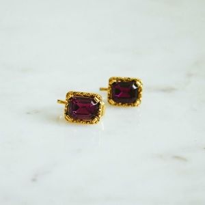 Gold and Purple Clip On Earrings